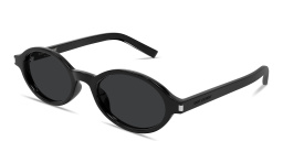 Shop SAINT LAURENT Jeanne Oval Sunglasses in Black online.