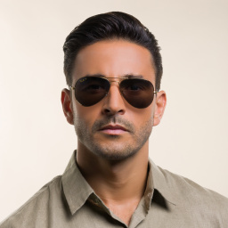 Shop Ray-Ban Unisex Pilot Sunglasses in Gold online.