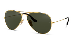 Shop Ray-Ban Unisex Aviator Sunglasses in Metal in Polished Arista Gold online.