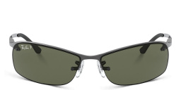 Shop Ray-Ban Half-Rim Rectangle Sunglasses in Gunmetal online.