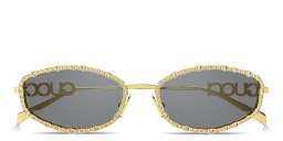 GUCCI Crystal-Embellished Oval Sunglasses in Gold – Product Photo 1