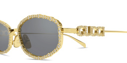 GUCCI Crystal-Embellished Oval Sunglasses in Gold – Product Photo 3