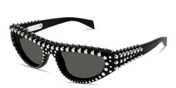 Shop GUCCI Studded Cat-Eye Sunglasses in Shiny Black online.
