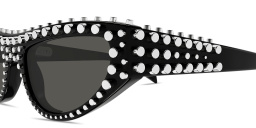 Shop GUCCI Studded Cat-Eye Sunglasses in Shiny Black online.