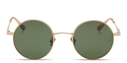 Shop VALENTINO V Logo Unisex Round Sunglasses in Gold online.