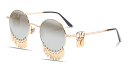 VALENTINO V Logo Round Sunglasses with Dangling Charms in Gold – Product Photo 2