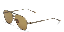Shop AKONI Helios Unisex Aviator Sunglasses in Gold online.
