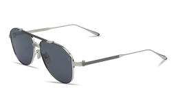 Shop AKONI Helios Unisex Aviator Sunglasses in Silver online.