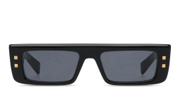 Shop BALMAIN B-Army III Unisex Rectangle Sunglasses in Black online.