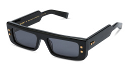 Shop BALMAIN B-Army III Unisex Rectangle Sunglasses in Black online.