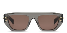 Shop BALMAIN B-Army II Unisex Rectangle Sunglasses in Grey Crystal online.