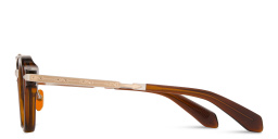 Shop JACQUES MARIE MAGE Delage Unisex Round Sunglasses in Brown online.