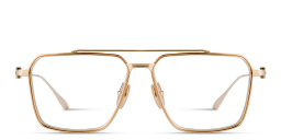 Shop AKONI Telesto Unisex Wide Aviator Eyeglasses in Gold online.