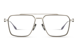 Shop AKONI Telesto Unisex Wide Aviator Eyeglasses in Silver online.