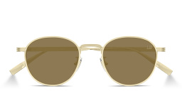 Shop Dunhill Signature Reed Round Sunglasses in Gold online.