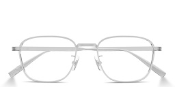 Shop Dunhill Signature Reed Rectangle Eyeglasses in Silver online.