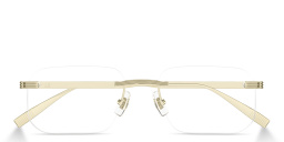 Shop Dunhill Signature Reed Wide Rimless Rectangle Eyeglasses in Gold online.