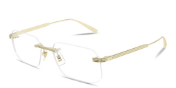 Shop Dunhill Signature Reed Wide Rimless Rectangle Eyeglasses in Gold online.