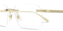 Shop Dunhill Signature Reed Wide Rimless Rectangle Eyeglasses in Gold online.