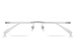 Shop Dunhill Signature Reed Wide Rimless Rectangle Eyeglasses in Silver online.