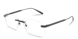 Shop Dunhill Signature Reed Wide Rimless Rectangle Eyeglasses in Ruthenium online.