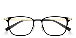 Shop Dunhill Signature Reed Wide Rectangle Eyeglasses in Black online.