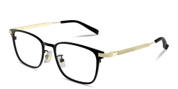 Shop Dunhill Signature Reed Wide Rectangle Eyeglasses in Black online.