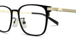 Shop Dunhill Signature Reed Wide Rectangle Eyeglasses in Black online.