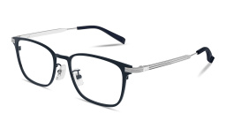 Shop Dunhill Signature Reed Wide Rectangle Eyeglasses in Blue online.