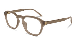 Shop Dunhill Rollagas Acetate Panthos Eyeglasses in Transparent Brown online.