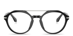 Shop GIORGIO ARMANI Round Eyeglasses in Black online.