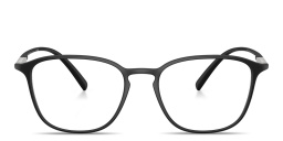 Shop GIORGIO ARMANI Engraved Logo Square Eyeglasses in Black online.