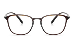 Shop GIORGIO ARMANI Engraved Logo Square Eyeglasses in Brown online.