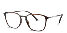 Shop GIORGIO ARMANI Engraved Logo Square Eyeglasses in Brown online.