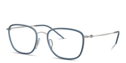 Shop GIORGIO ARMANI Engraved Logo Square Eyeglasses in Gunmetal online.