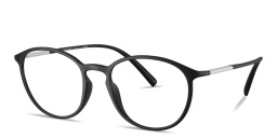 Shop GIORGIO ARMANI Engraved Logo Panthos Eyeglasses in Black online.