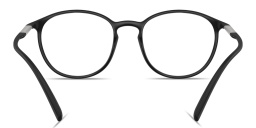 Shop GIORGIO ARMANI Engraved Logo Panthos Eyeglasses in Black online.
