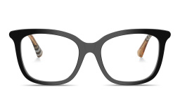 Shop BURBERRY Check Square Eyeglasses in Black online.