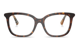Shop BURBERRY Check Square Eyeglasses in Dark Havana online.