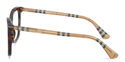 Shop BURBERRY Check Square Eyeglasses in Dark Havana online.