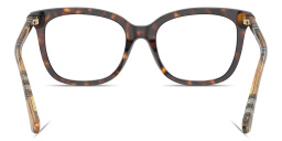 Shop BURBERRY Check Square Eyeglasses in Dark Havana online.