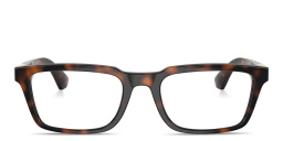 Shop BURBERRY Engraved Logo Rectangle Eyeglasses in Havana online.