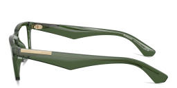 Shop BURBERRY Engraved Logo Rectangle Eyeglasses in Transparent Green online.