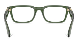 Shop BURBERRY Engraved Logo Rectangle Eyeglasses in Transparent Green online.