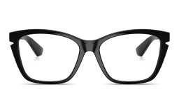 Shop BURBERRY Engraved Logo Cat-Eye Eyeglasses in Black online.