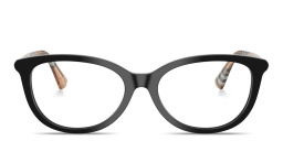 Shop BURBERRY Vintage Check Cat-Eye Eyeglasses in Black online.