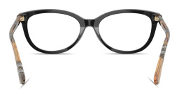 Shop BURBERRY Vintage Check Cat-Eye Eyeglasses in Black online.