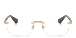 BURBERRY Logo Signature Wide Rimless Rectangle Eyeglasses in Gold – Product Photo 1