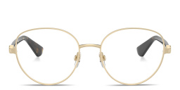 Shop BURBERRY Logo Signature Panthos Eyeglasses in Gold online.