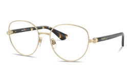 Shop BURBERRY Logo Signature Panthos Eyeglasses in Gold online.